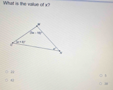 What is the value of x?
22
5
42
38