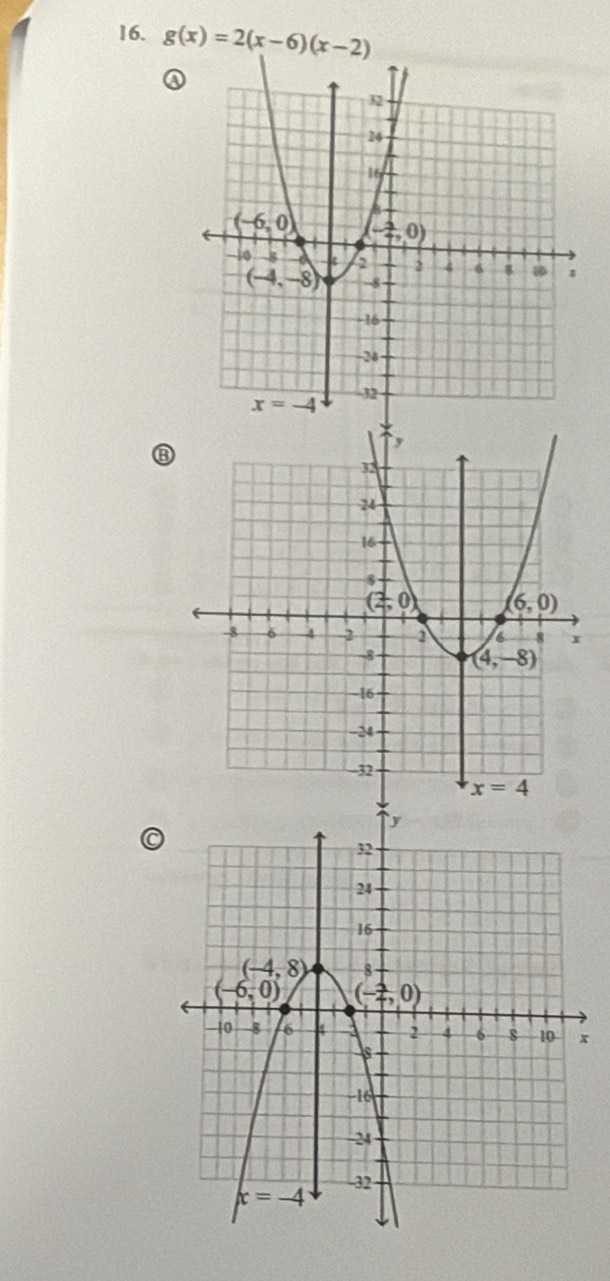 g(x)=2(x-6)(x-2)
⑧