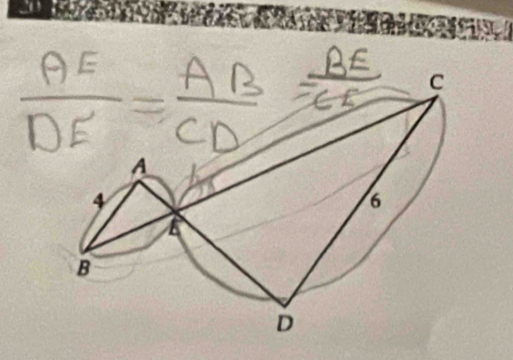  AE/DE = AB/CD = BE/CB 