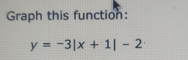 Graph this function:
y=-3|x+1|-2