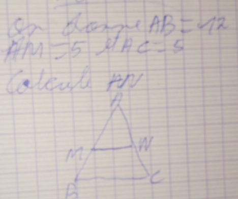 AB=12
f =5 c=5
Caleud AN