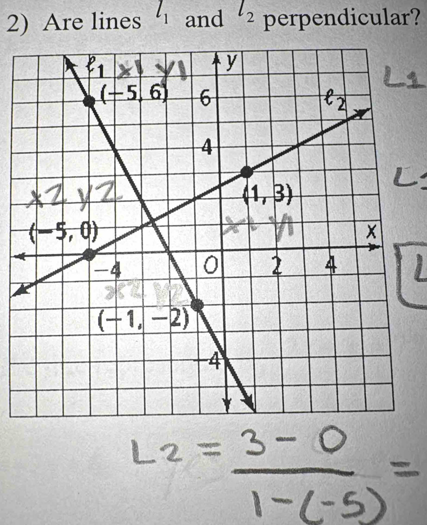 Are lines l_1 and l_2 perpendicular?