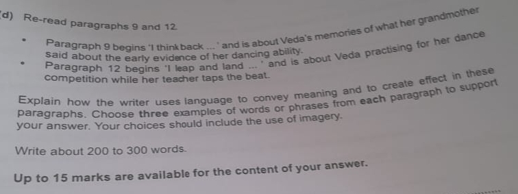 Solved: Re-read paragraphs 9 and 12 Paragraph 9 begins ‘I think back ...