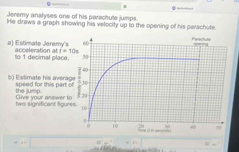 Solved: MathsWatch MathsWatch Jeremy analyses one of his parachute ...