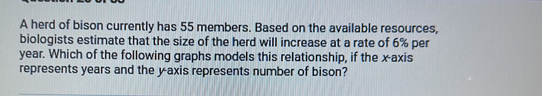 Solved: A herd of bison currently has 55 members. Based on the ...
