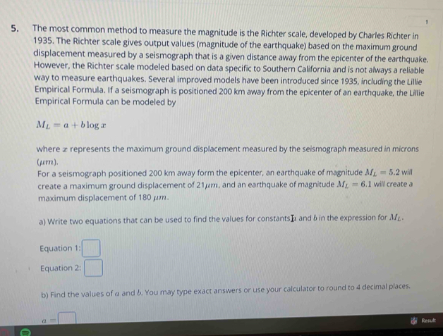 Solved: 1 5. The most common method to measure the magnitude is the ...