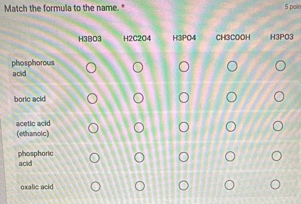 Match the formula to the name. * 5 poin
3