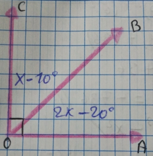 C
B
x-10^0
2x-20°
① 
A