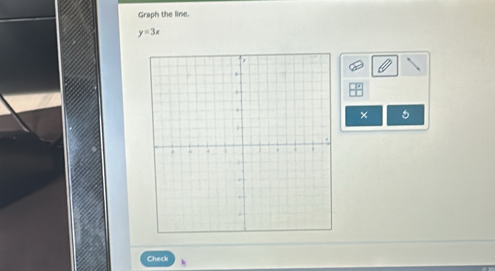 Graph the line.
y=3x
× 
Check