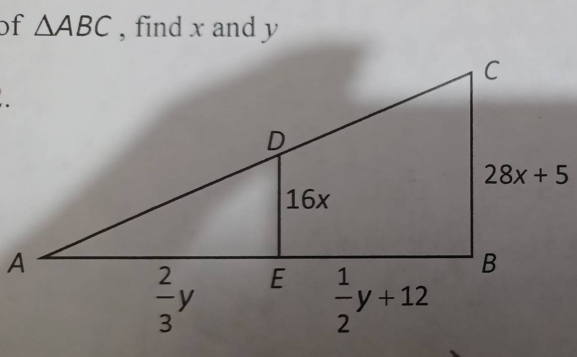 of △ ABC , find x and y
.