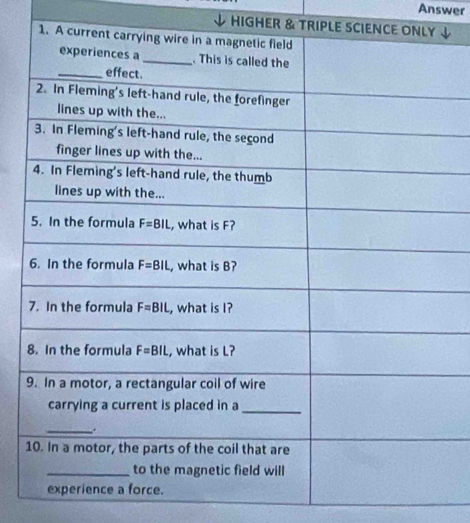 Answer
HIGHER & TRIPLE