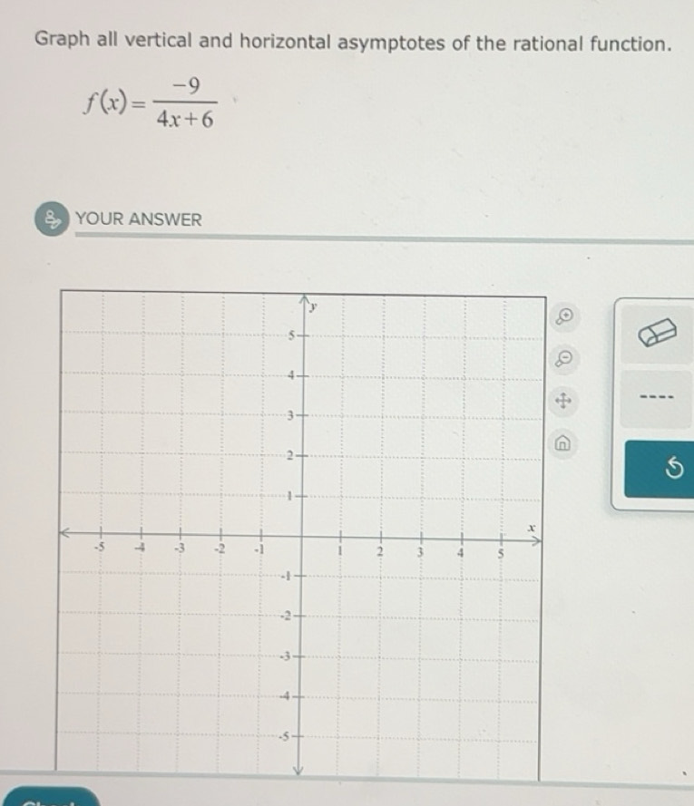 Solved: Graph all vertical and horizontal asymptotes of the rational ...