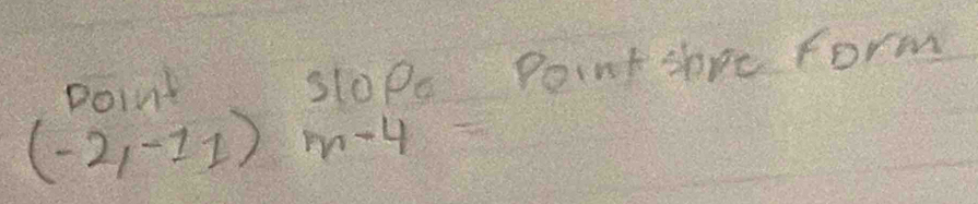 point slOpe Point shee form
(-2,-11)m-4