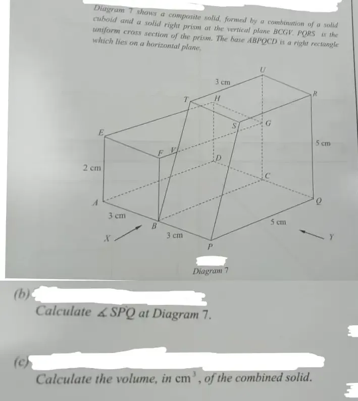 Solved: Diagram 7 shows a composite solid, formed by a combination of a ...