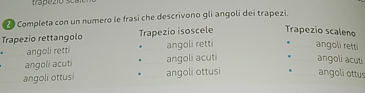 Risolto:trapezio sca 2 Completa con un numero le frasi che descrivono ...
