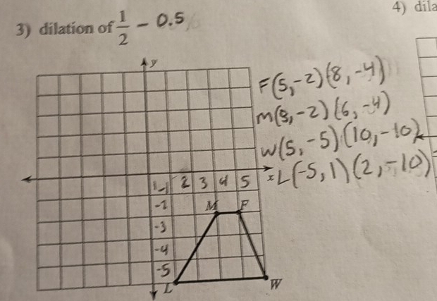 dilation of  1/2 -0.5
4) dila