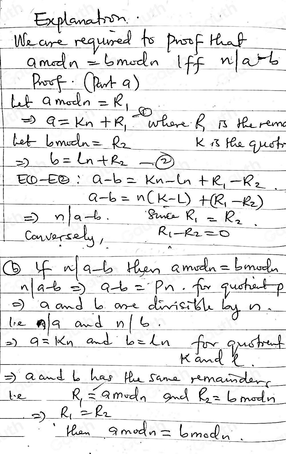 Solved: If a and b are integers and n is a positive integer, prove a ...