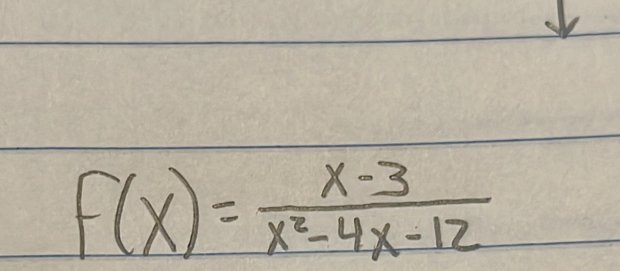 f(x)= (x-3)/x^2-4x-12 