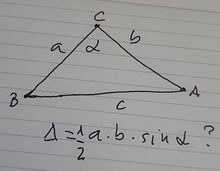 Delta = 1/2 a· b· sin alpha