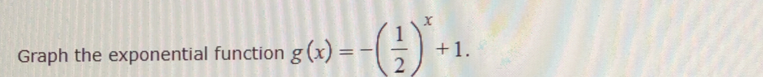 Graph the exponential function g(x)=-( 1/2 )^x+1.