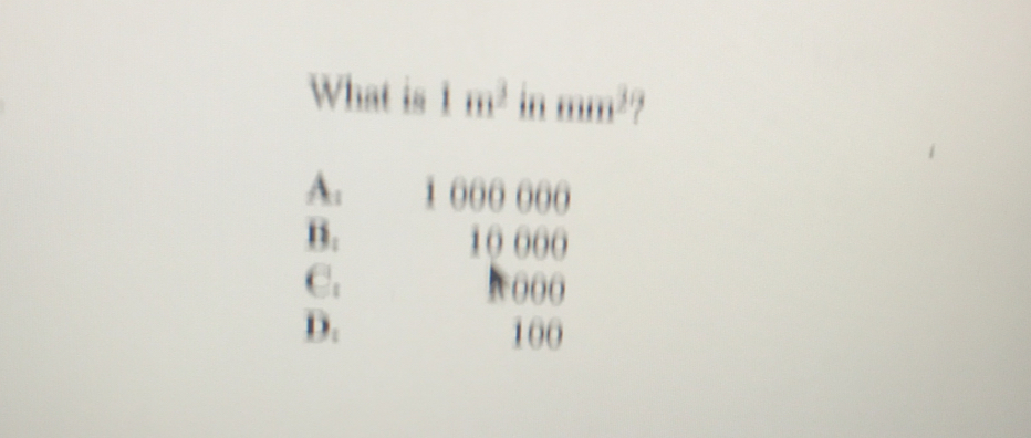 What is 1m^2 in m^2
A_1 1080000
B: 10000
C: N00g
D. 100