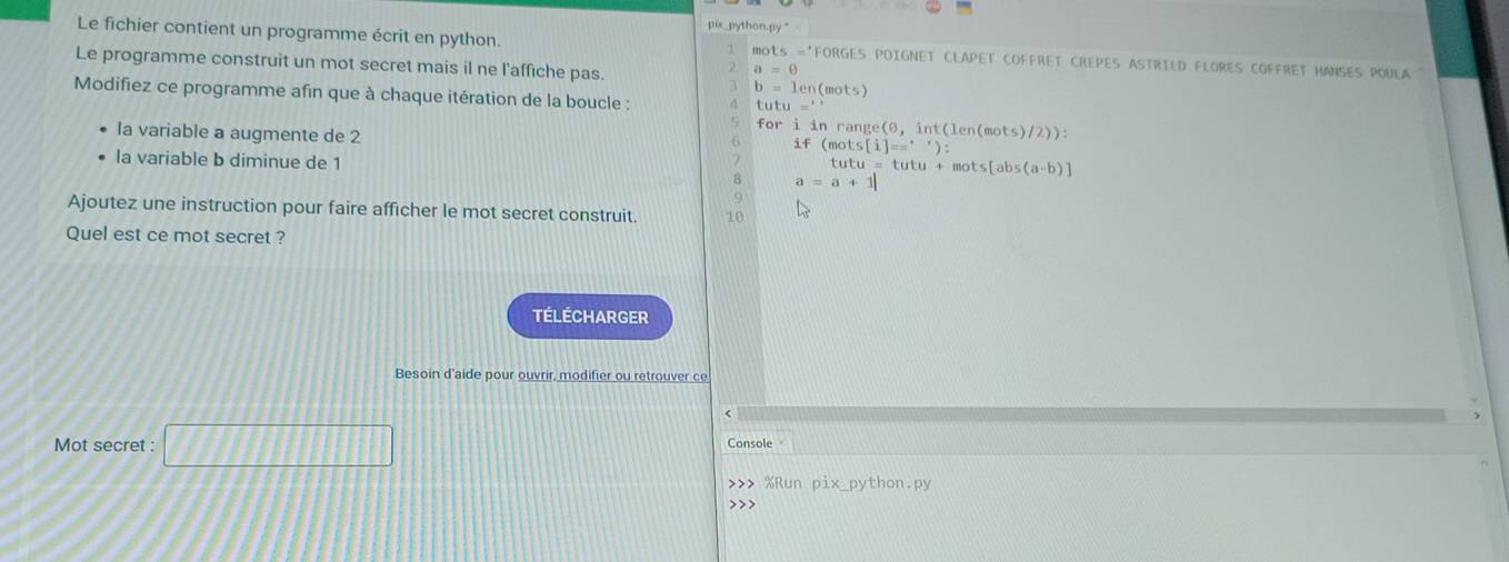 Résolu :pix_python.py" Le fichier contient un programme écrit en python ...