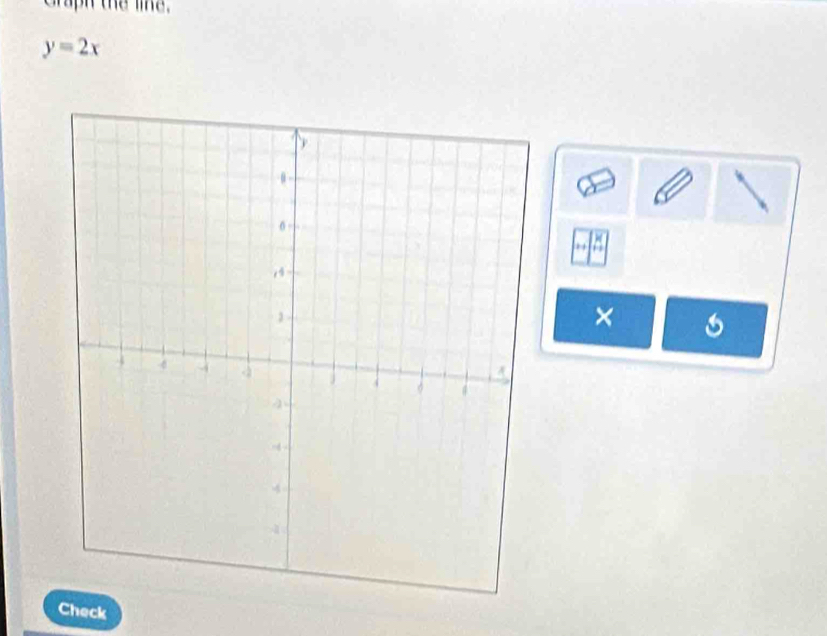 Graph the line.
y=2x. , 
× 
Check