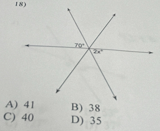 B) 38
C) 40
D) 35