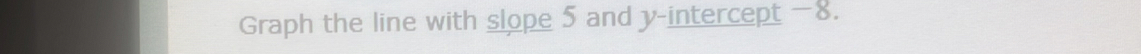 Graph the line with slope 5 and y-intercept -8.