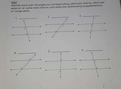 Solved: Mild Identify each pair of angles as corresponding, alternate ...