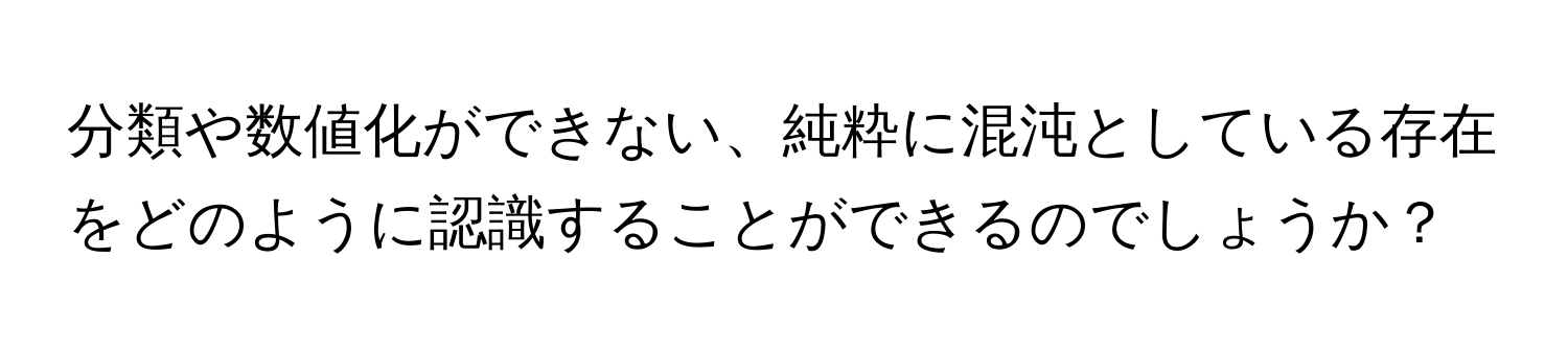 分類や数値化ができない、純粋に混沌としている存在をどのように認識することができるのでしょうか？