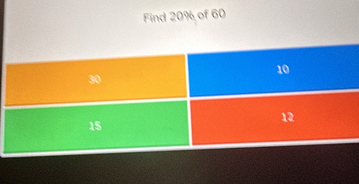 Find 20% of 60