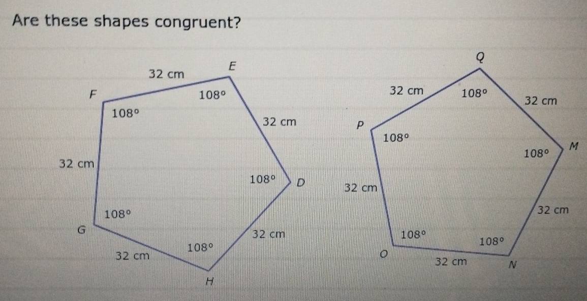 Are these shapes congruent?