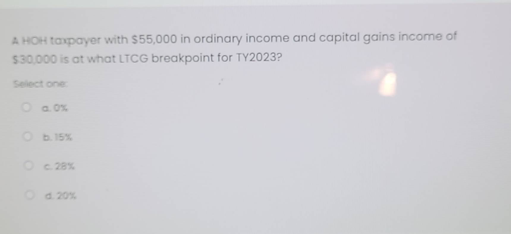 Solved: A HOH taxpayer with $55,000 in ordinary income and capital ...