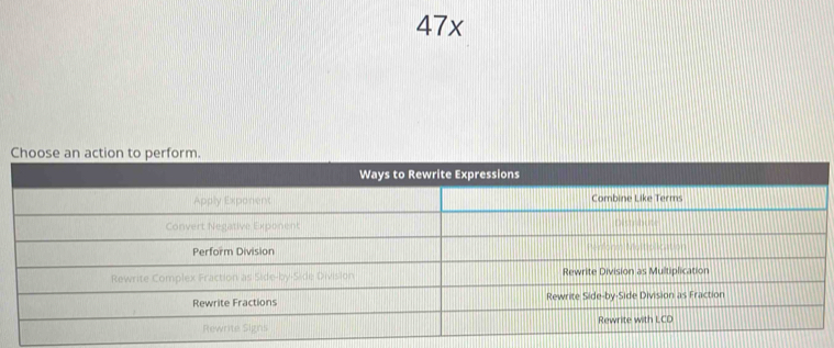 47x
Choose an action to perform.