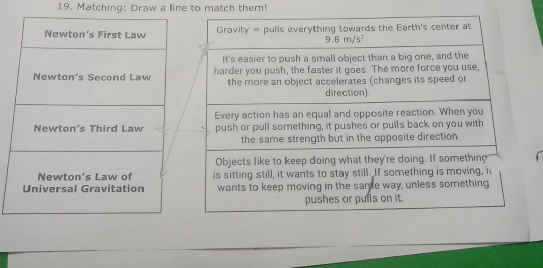 Matching: Draw a line to match them!