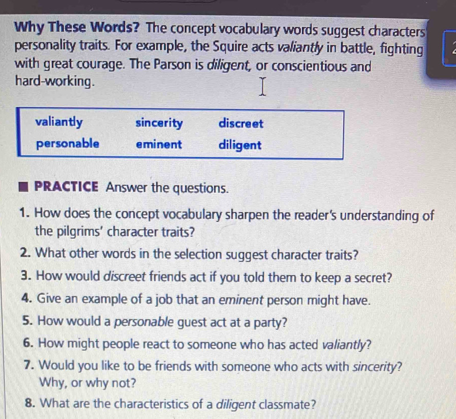 Solved: Why These Words? The concept vocabulary words suggest ...