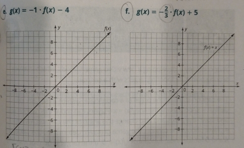 g(x)=-1· f(x)-4 f. g(x)=- 2/3 · f(x)+5