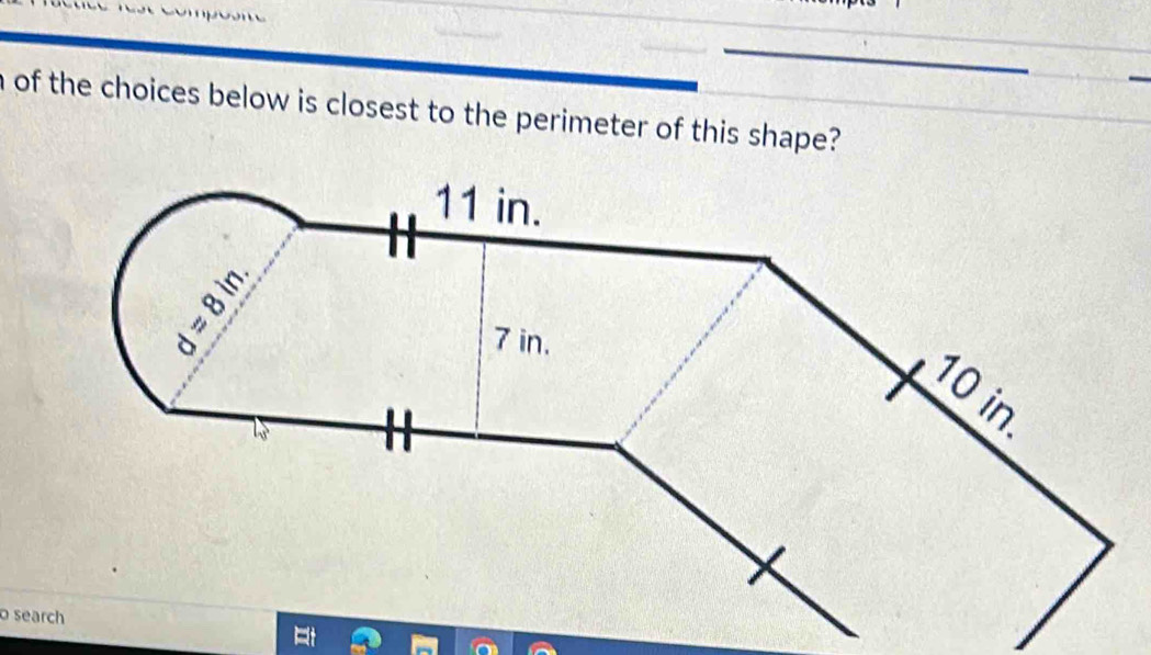 of the choices below is closest to the perimeter of this shape?