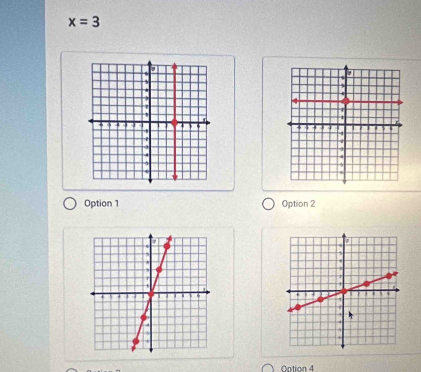 x=3

Option 1 Option 2
Option 4