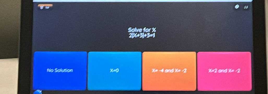 for
No Solution x=0 y=-4 and y=-2 Y=2 end 1/=-2