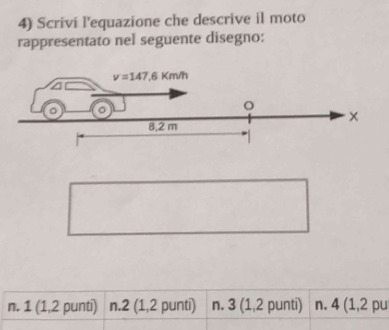 Scrivi l'equazione che descrive il moto
rappresentato nel seguente disegno: