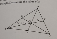 triangle. Determine the value of x.