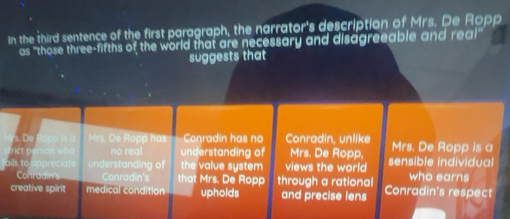 Solved: In the third sentence of the first paragraph, the narrator's ...