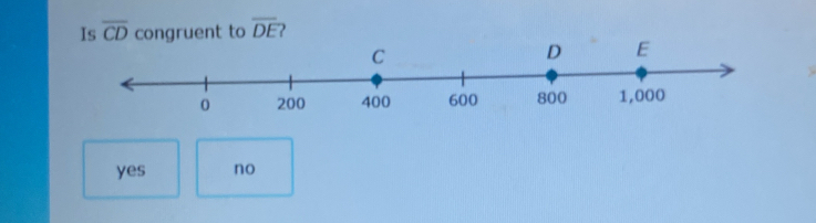 overline CD uent to overline DE 2
yes no