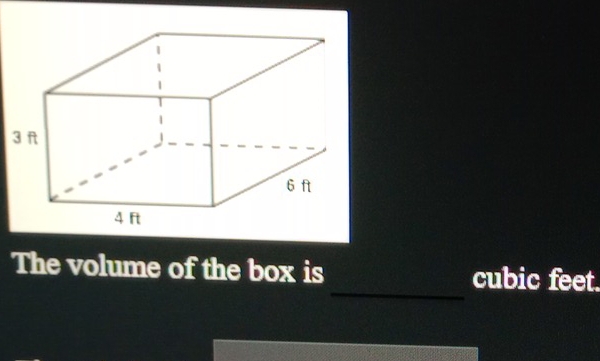 The volume of the box is cubic feet.