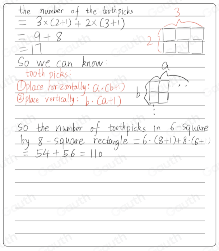 Solved: In this diagram. 17 toothpicks are used to form a 2-square by 3 ...