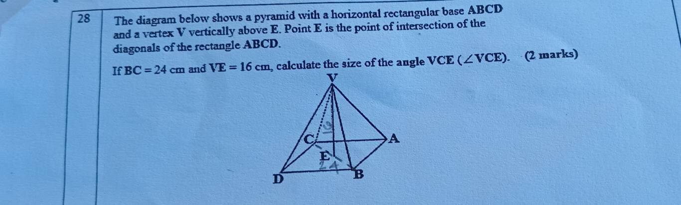 Solved: The diagram below shows a pyramid with a horizontal rectangular ...