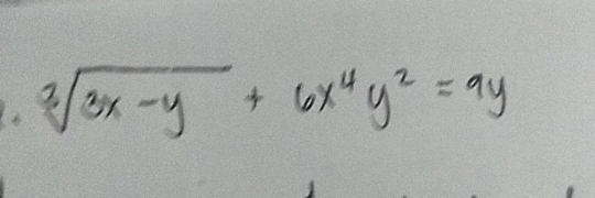  d/dx sqrt[3](3x-y)+6x^4y^2=9y