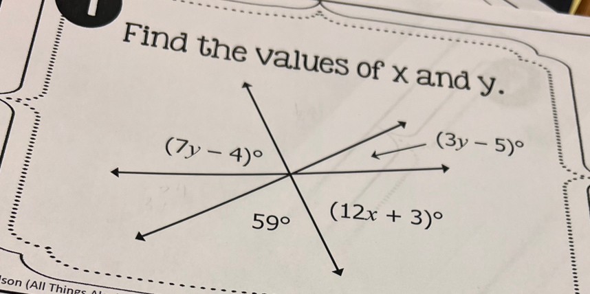 Find the values of xy.
son (All Thingr